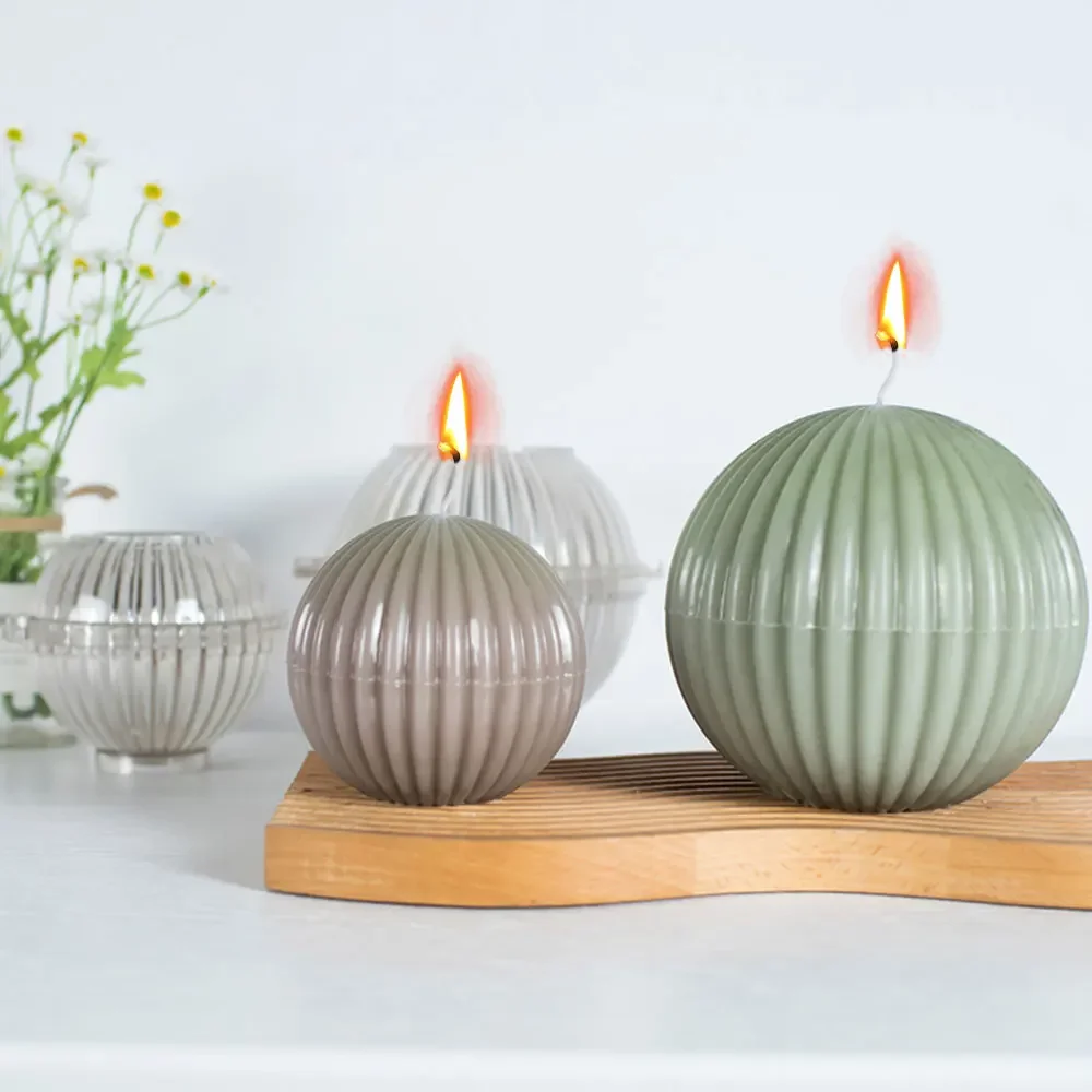 Świeca w kształcie kaktusa w paski Plastikowa górna i dolna forma Kulista roślina Forma akrylowa Latarnia w kształcie wachlarza Świecznik Home Decor Gift