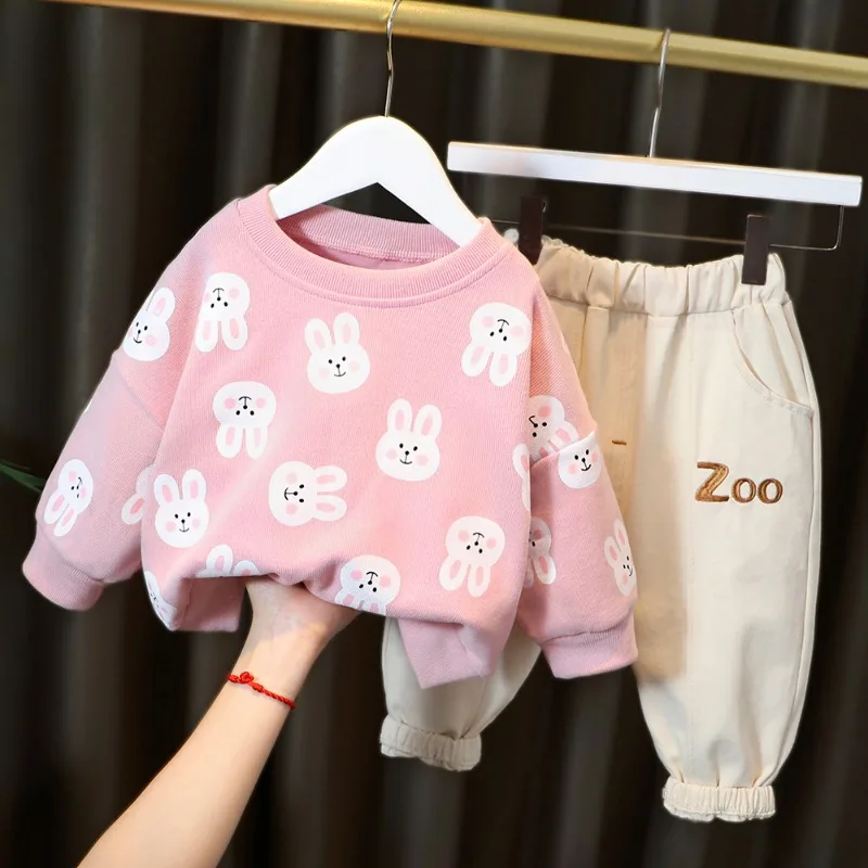 ملابس Pure Cotton Child Groups of Pant Spring Autumn New Cartoon Children Top and Bottom Clothes Set Casual Kid Clothes Girl Boy