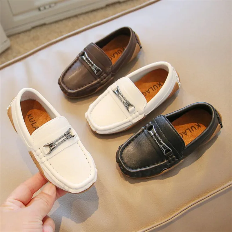Boys Versatile Moccasin Shoes 2023 Solid Black Party Loafers Kids British retro bean shoes baby Toddler Soft Sole Walking Shoes