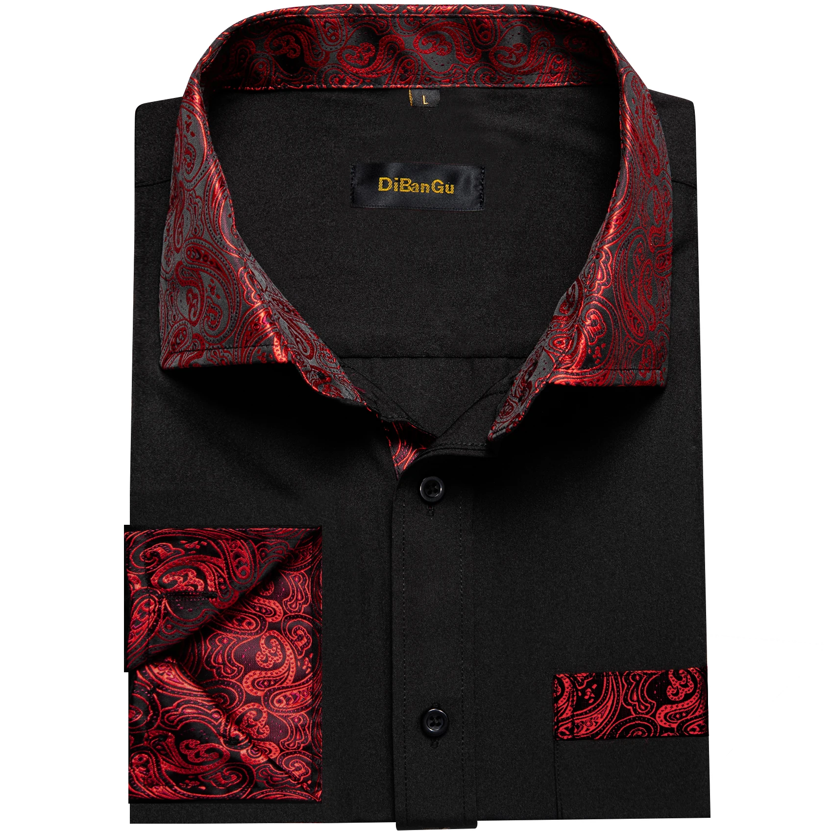 Brand Black Red Men\'s Long Sleeve Shirts Jacquard Woven Breathable Male Slim Fit Outwear Shirt High Quailty Spring Fall Men Tops