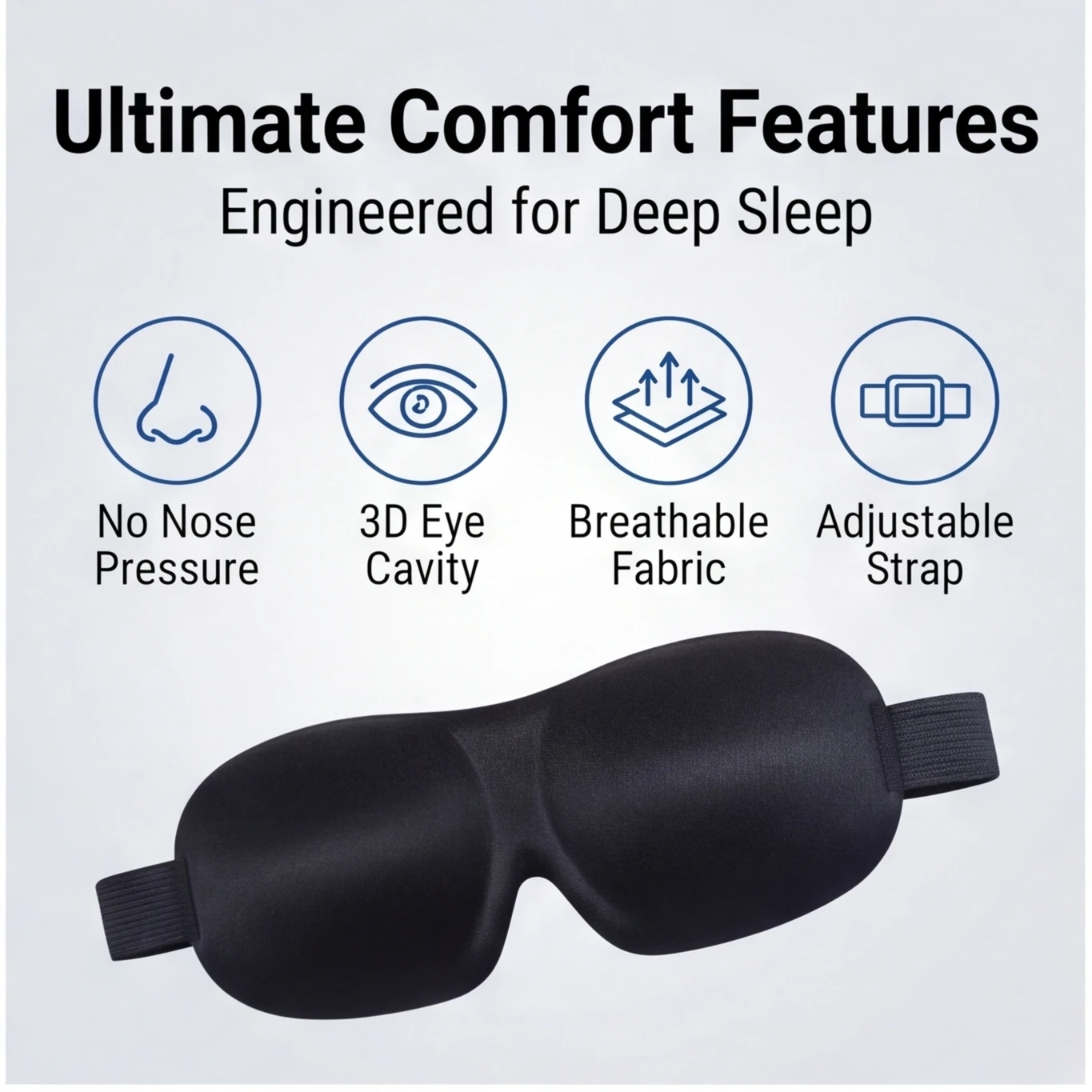 Adjustable 3D Sleep Mask – Breathable & Light-Blocking Design, Allows Airflow, Unisex Fit for Daily Use