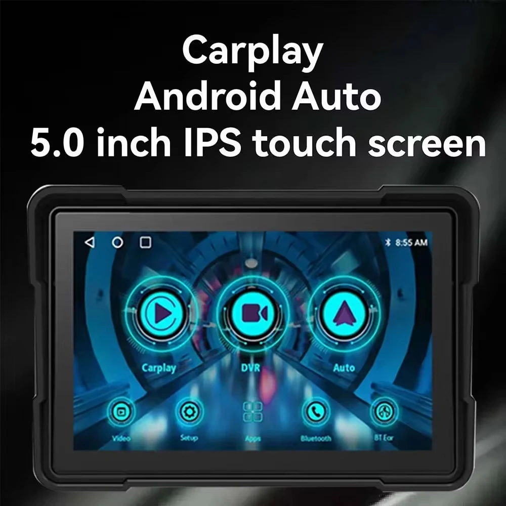 5 Inch Portable GPS Navigation Motorcycle Waterproof Display Moto Wireless Carplay Android Auto IPS Screen IPX7