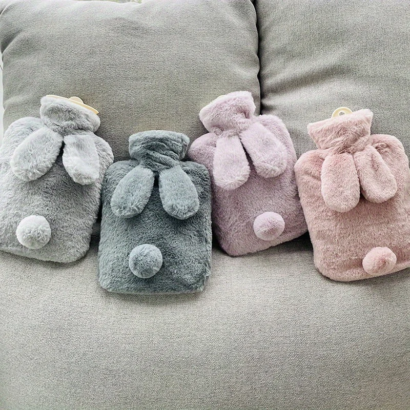1PC Winter Wärmer Tasche Kaninchen Wärmflasche PVC Wärmbeutel mit Gestrickte Weiche Gemütliche Abdeckung Handwärmer