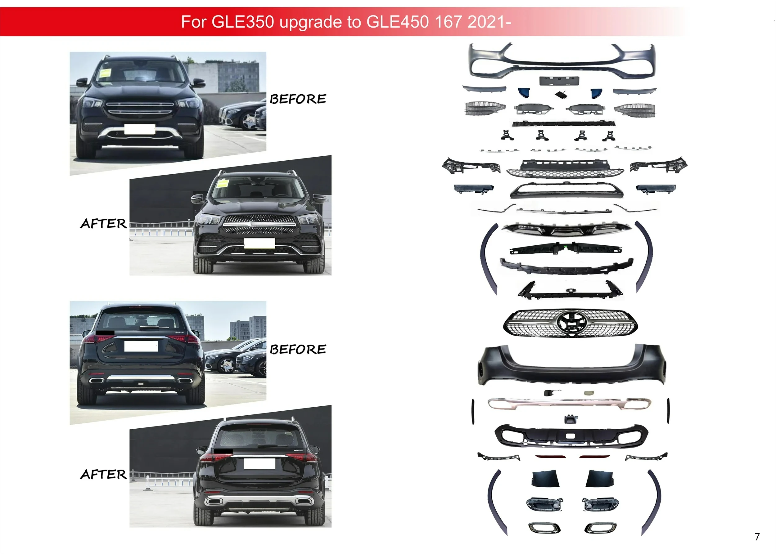 Precision-Fit ForMercedesBenz W167 GLE350 GLE450 Luxury Style Carbon Fiber Body Kit 2021-2023