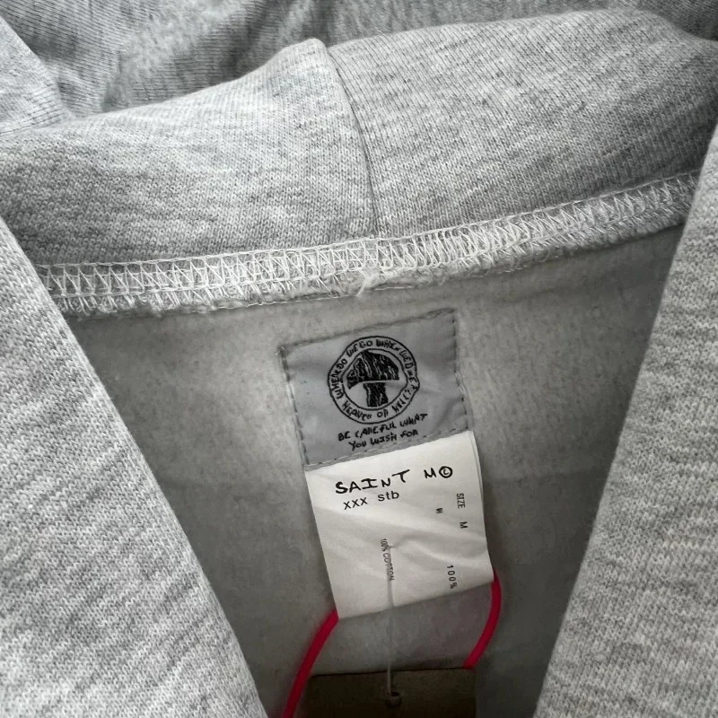 25ss Black SAINT MICHAEL Pure Cotton Casual Hoodies Logo Letter Printing Oversized Hooded Pullover