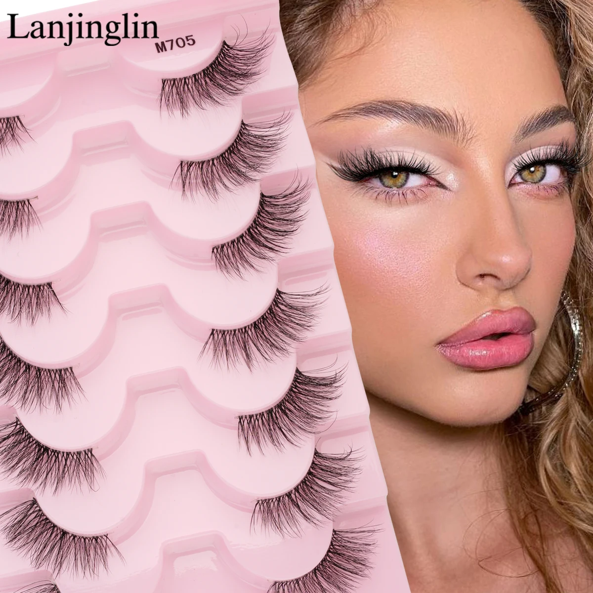 Lanjinglin 7 paia ciglia finte lunghe naturali mezze ciglia morbide soffici ciglia di visone 3D ciglia all'ingrosso ciglia spesse cils