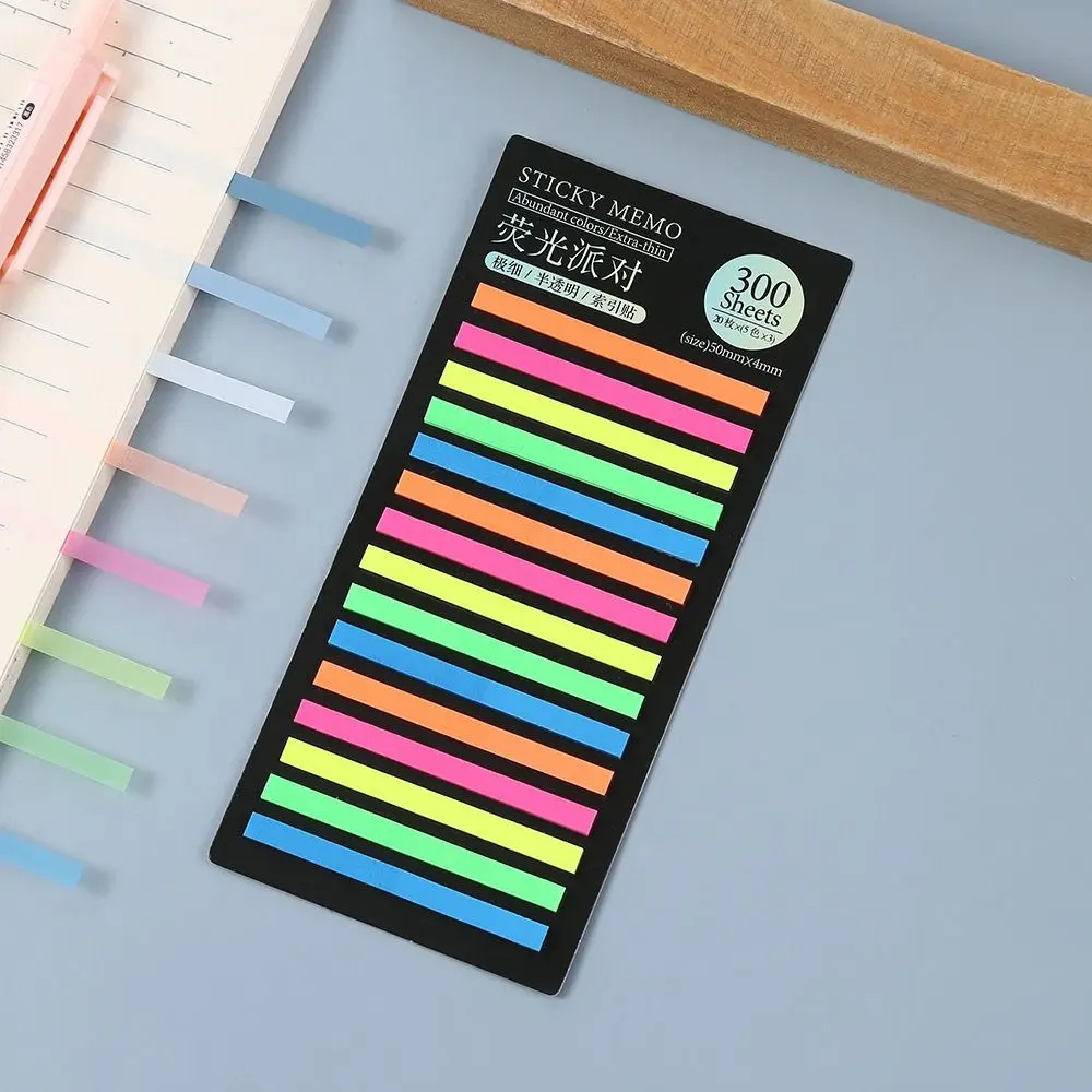 Bookmark 300 Sheets Rainbow Index Memo Pad Stationery Kawaii Sticky Notepads PET Index Stickers