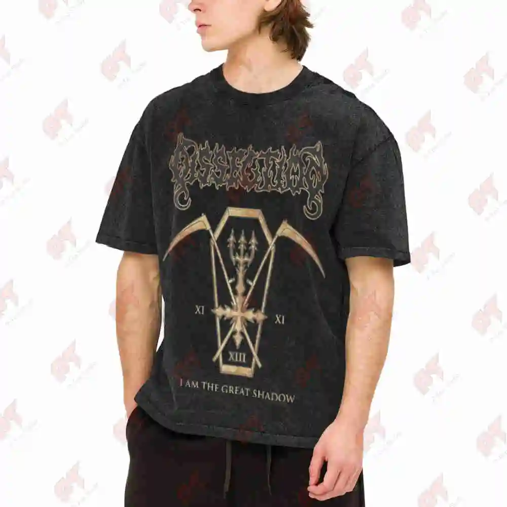 Dissection Great Shadow Black Metal Vintage Washed Tee Pure Cotton T-Shirt