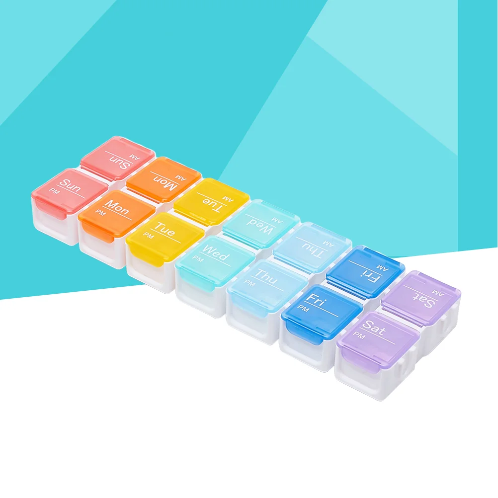 

Tablet Dispenser Rainbow Pill Container Storage Case Travel