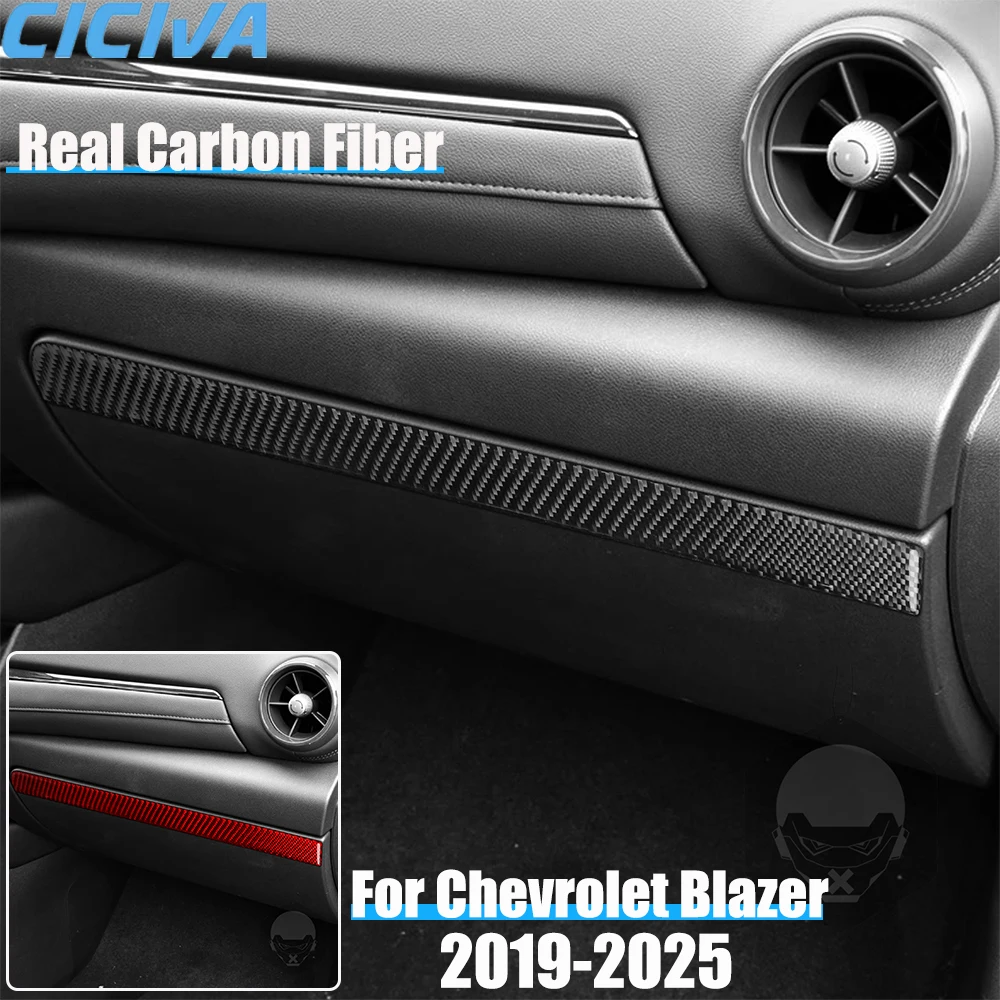

Real Carbon Fiber Car Accessories Passenger Strip Cover Soft Sticker For Chevrolet Blazer 2019 2020 2021 2022 2023 2024 2025