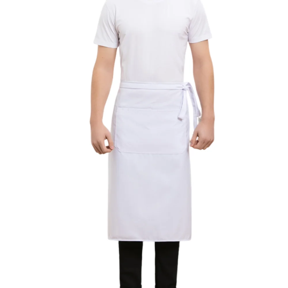 

Professional Antifouling Half Apron Adjustable Lace-up Design Waiter Waist Apron with Pockets Solid Color Chef Uniform Cafe