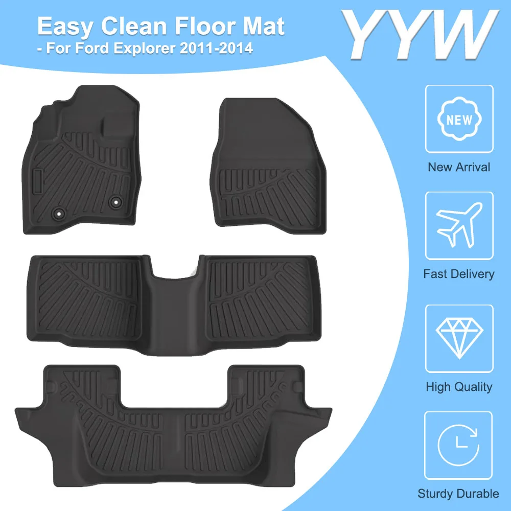 

For Ford Explorer 2011-2012 2013 2014 Car Carriage Footboard Pad All Weather TPE Rubber Easy Clean Foot Mat Waterproof Foot Mat