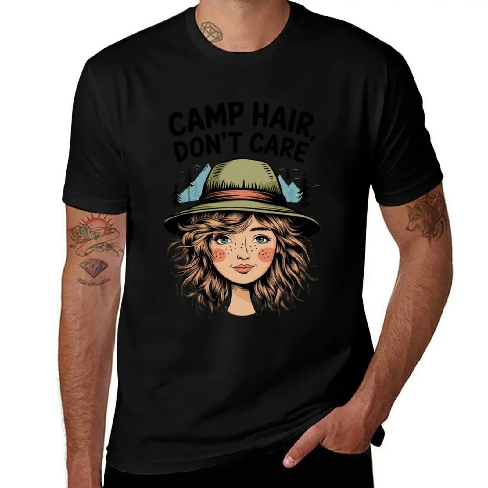 

Camp Hair, Don't Care: Natural Beauty for Adventures T-Shirt cute clothes funny costumes anime shirt men clothing