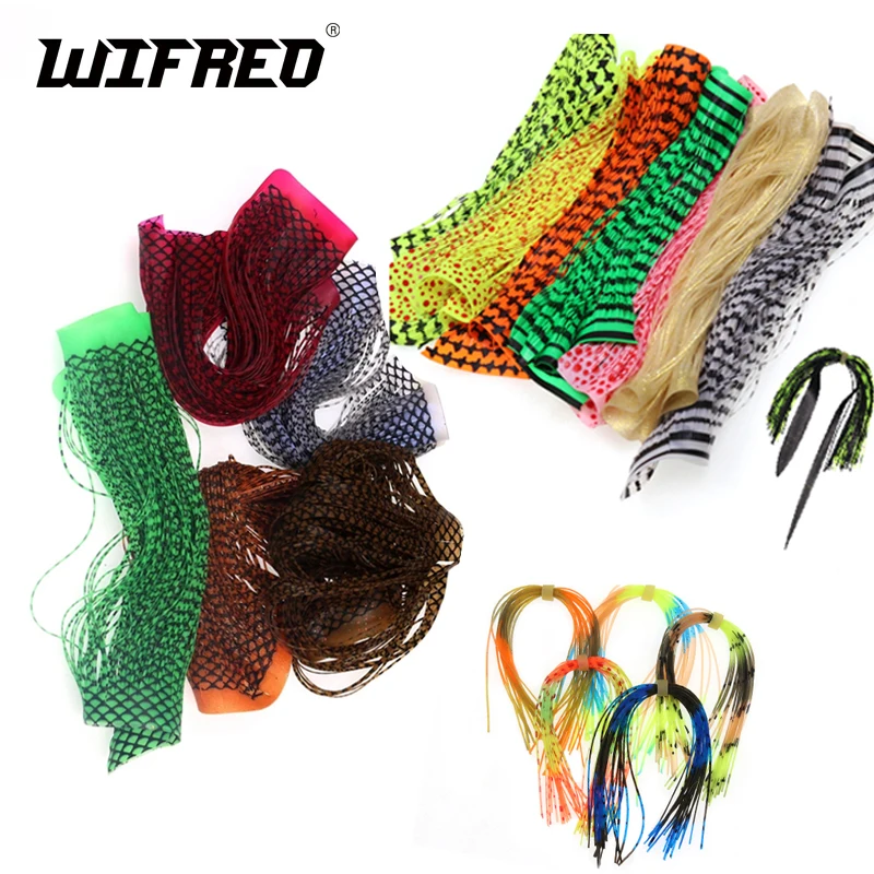 Wifreo 1pc Fly Tying Grizzly Barred Rubber Flutter Legs Material Flat Silicone Skirts String For Knitting Streamer Popper Flies