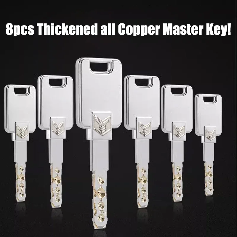 European Standard Anti-theft Cilindros, Indoor and Outdoor Entrance Door Lock Core, Universal Copper Lock Core, 8pcs Master Keys