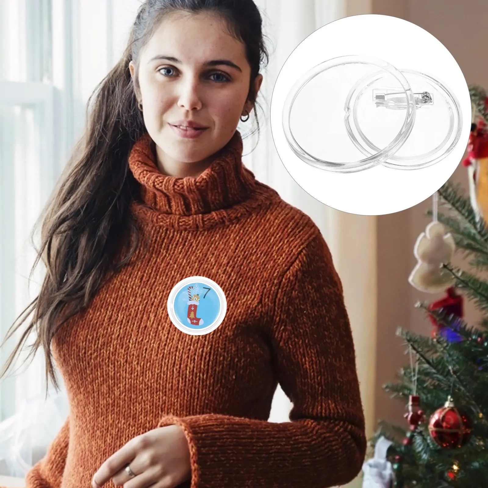 

Набор для изготовления значков: 10 акриловых заготовок для значков, металлические кнопки для фото, прозрачные аксессуары для рукоделия, материалы для создания значков