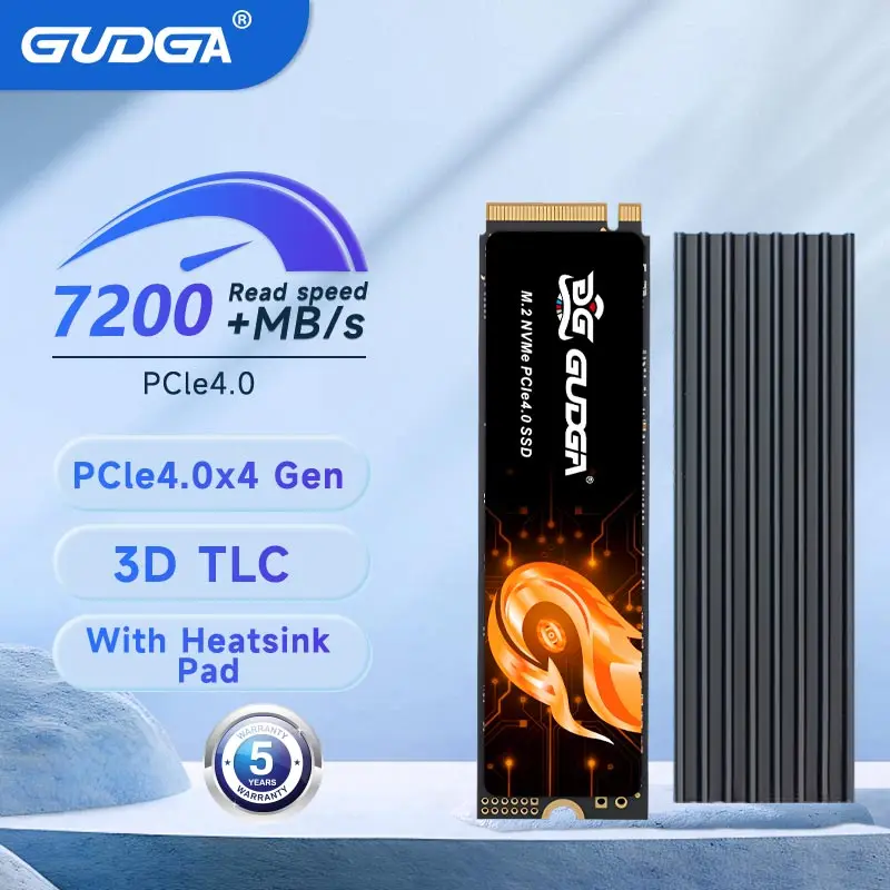 GUDGA-Internal Solid State Hard Drive PCIe 4.0 NVMe M.2 2280 1TB 2TB TLC SSD for PC PS5 Desktop Computer DIY Gamer