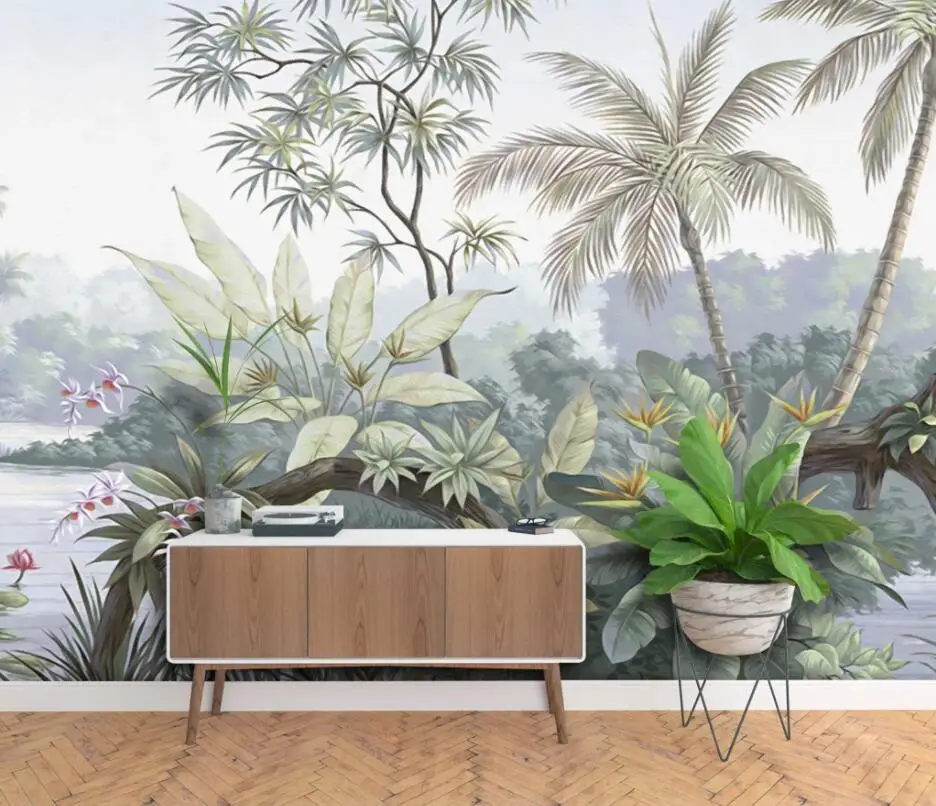 

Customized product wallpaper photo high-end European retro nostalgic rainforest mural background wall home decoration 3d bedroom