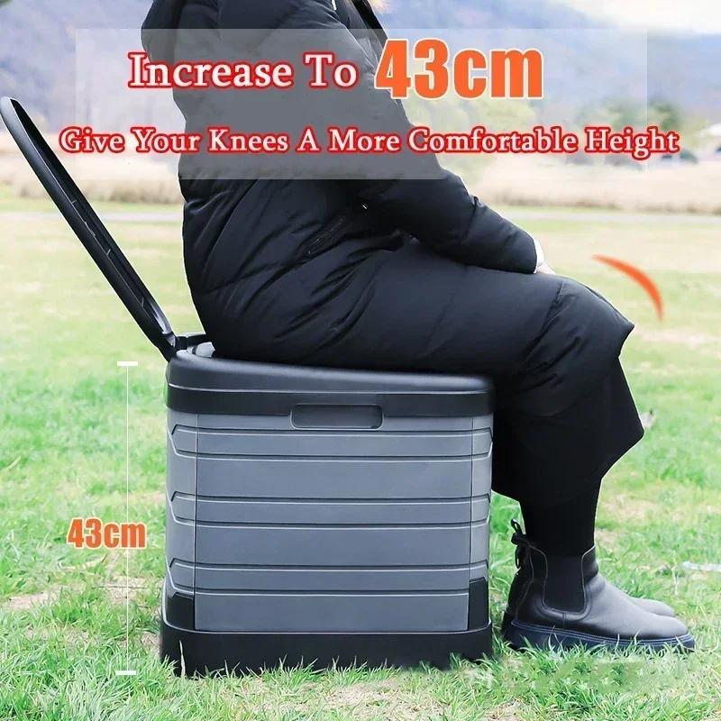 Outdoor Toilet Folding Toilet Car Portable Collapsible Big Toilet Self-driving Emergency Mobile Camping Toilets Adults Elderly