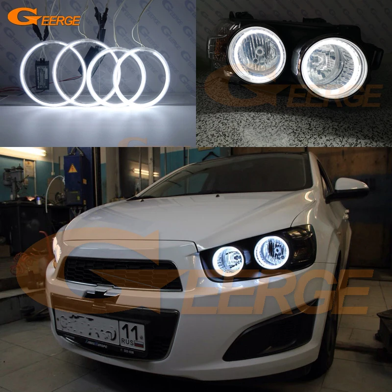 Excellent Ultra Bright CCFL Angel Eyes Halo Rings Kit For Chevrolet AVEO Sonic T300 2011 2012 2013 2014 2015 Pre Facelift