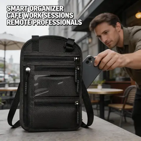Anti Theft Travel Crossbody with Document Pockets, Chest Bag for Passport Wallet Boarding Pass