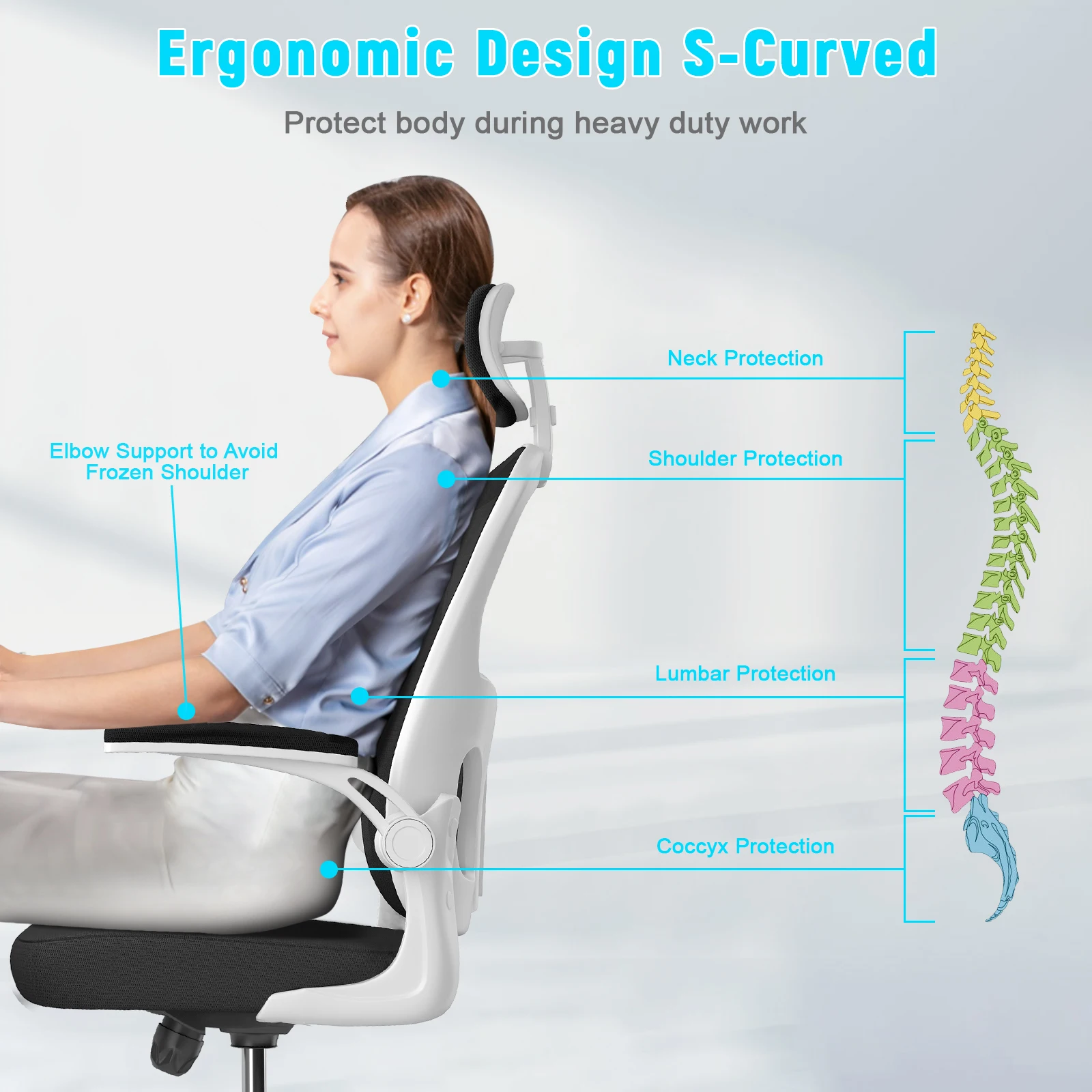 Silla ergonómica de oficina para juegos, asiento de espalda alta elevable con soporte Lumbar, escritorio giratorio, ajustable en profundidad