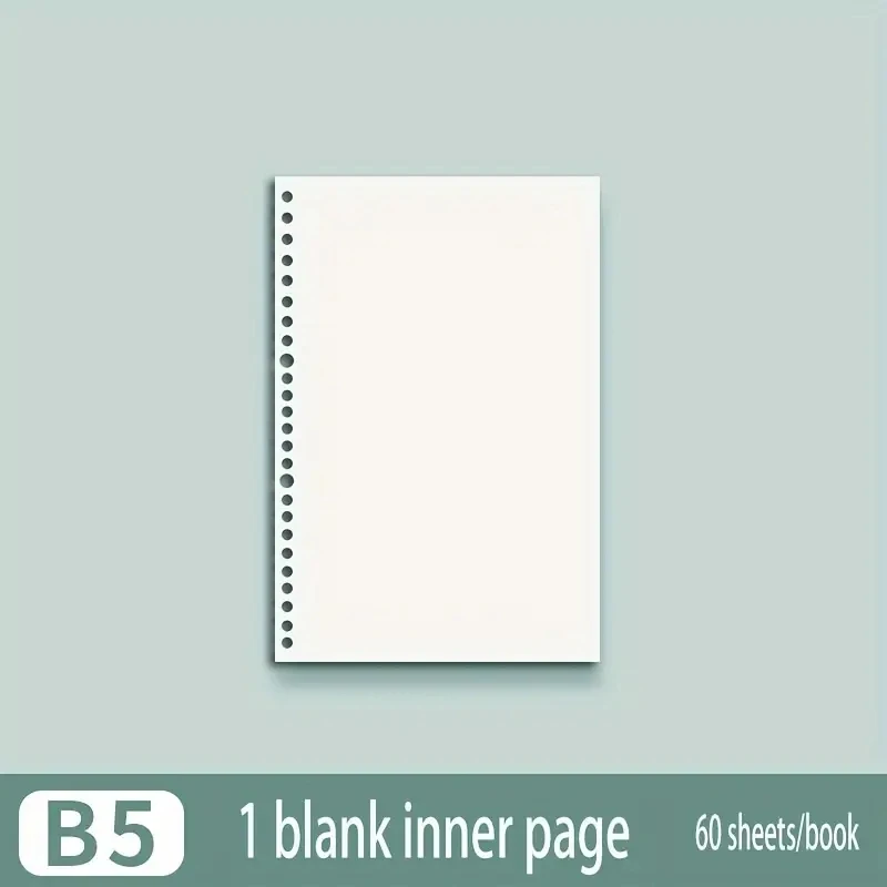 60 Blatt Notizbuch, Nachfüll-Notizblock, lose Blätter, Papier, A4/B5/A5, blanko/Raster/gefütterte Notizbücher, Schreibblöcke, Büro, Schule – Detail 10