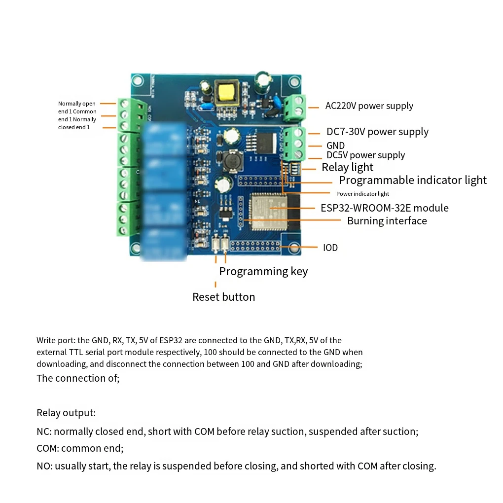 DC5-30V Power Supply 1/2/4/8 Channel Relay Module ESP32 WIFI Bluetooth BLE ESP32-WROOM Relay Board Secondary Development Board