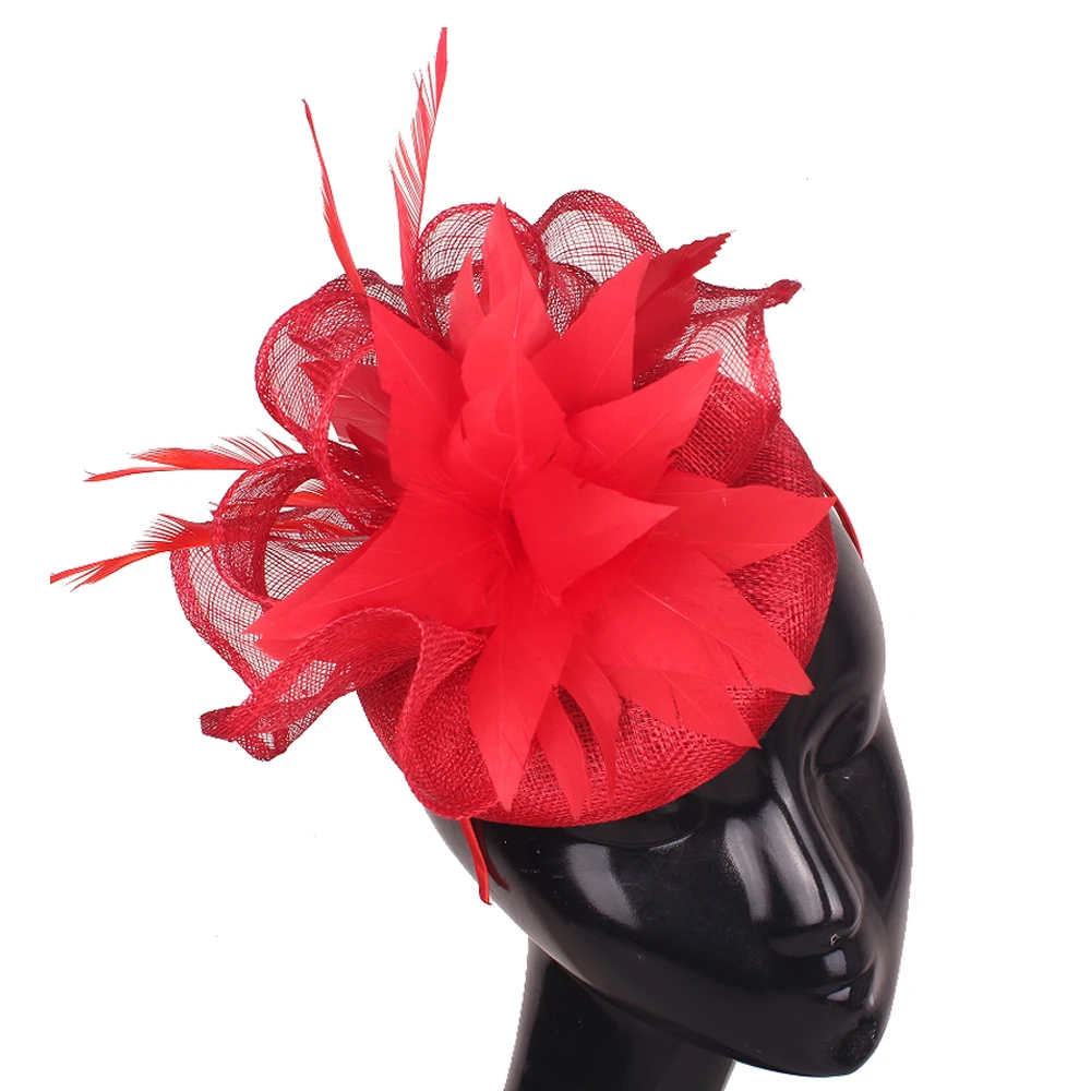 Красочная шляпа Sinamay Fascinator с цветком лилии, свадебная шляпа свободного размера с зажимом для волос, элегантная свадебная коктейльная вечерние головка