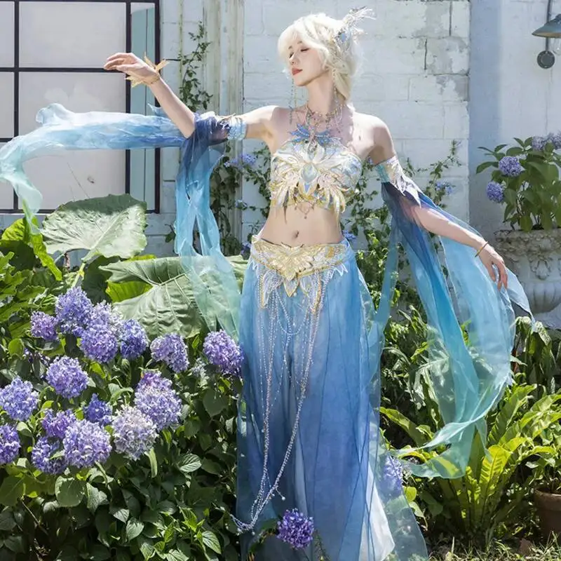 

Mermaid Dun Huang Traditional Chinese Women Elegant Hanfu Dress Fairy Embroidery Stage Folk Dance Costume Retro Song Dynasty Set