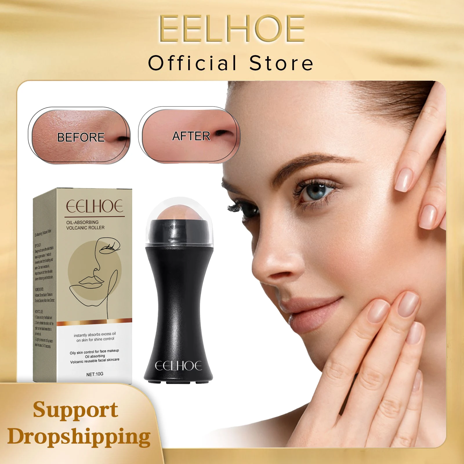 Gezicht Olie Absorberende Roller Olie Controle Matte Make-Up Vulkanische Steen Massage Absorber Wasbare Mee-Eter Poriën Reinigen Olierol