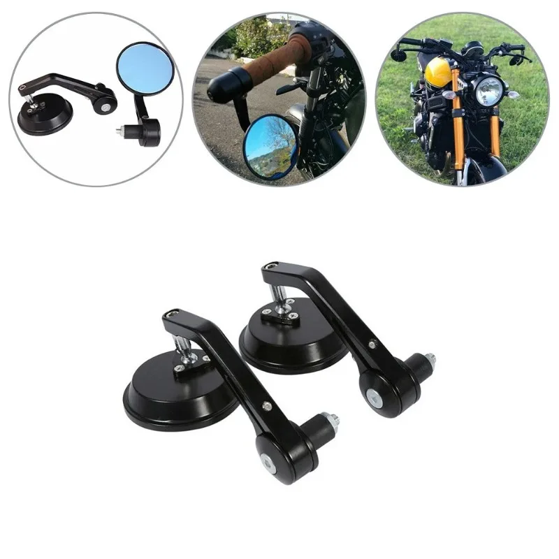 Espelhos Retrovisores Redondos de Alumínio para Guidão de 7/8 polegadas, Espelhos Laterais para Moto, Acessórios para Motocicletas Cafe Racer