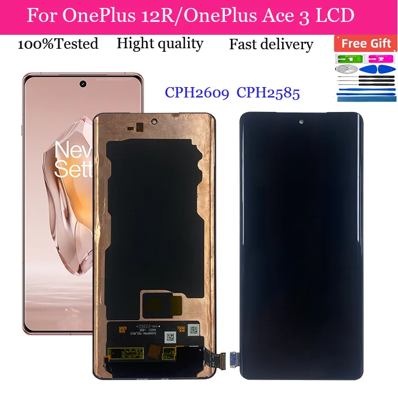 6.78'' AMOLED For OnePlus Ace 3 PJE110 LCD Display With Touch Screen Digitizer Assembly For OnePlus 12R CPH2609 CPH2585 LCD