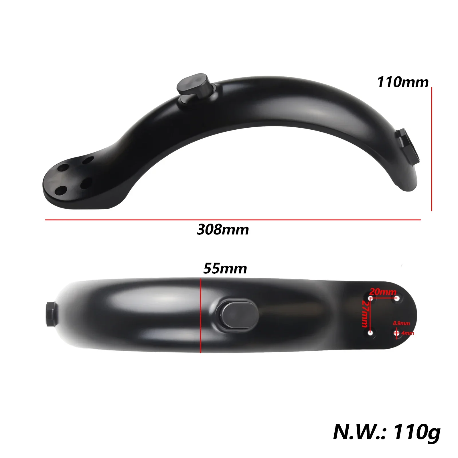 1 Set 4-hole Rear Fender For-Xiaomi 8.5inch Electric Scooter Mudguard Set Rear Fender Four-hole Electric Scooters Accessories