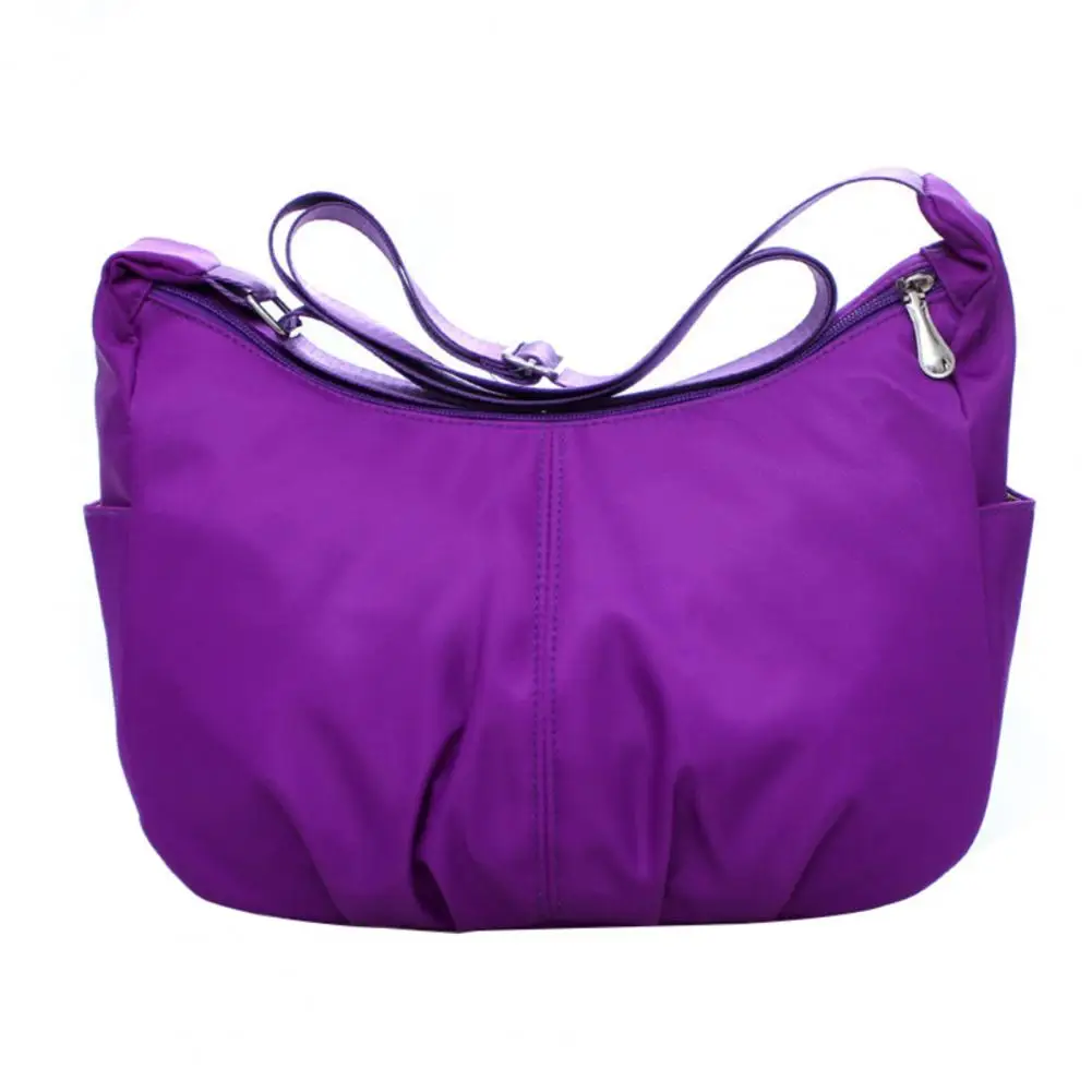 Large Capacity Women Shoulder Bag Zipper Closure Waterproof Solid Color Pocket Wallet Makeup Bag