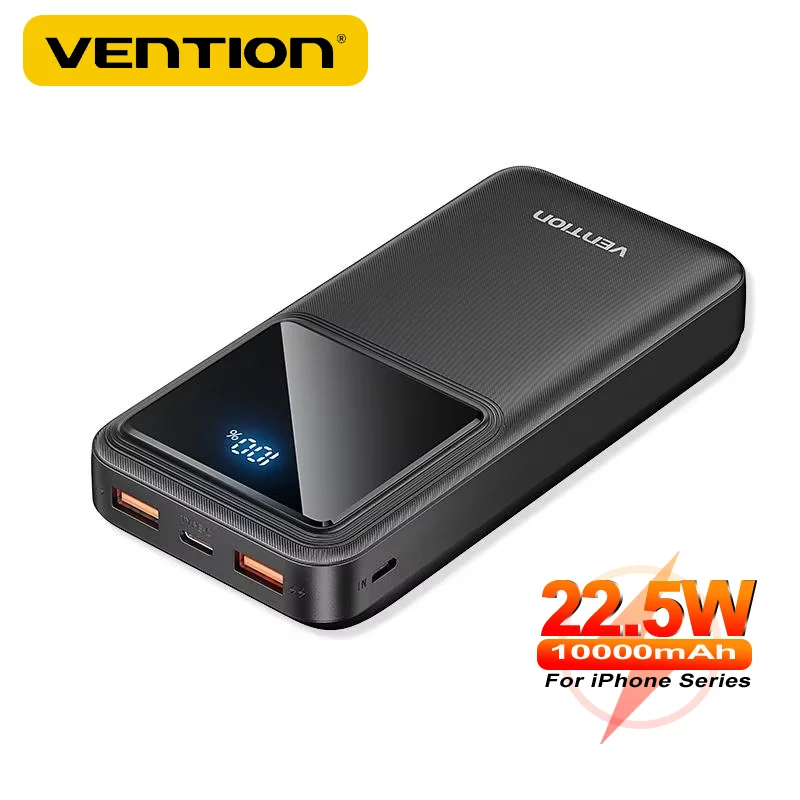 Vention Power Bank 10000mAh Portable Powerbank Fast Charging PD 22.5W External Battery Spare for Iphone 16 Samsung Xiaomi Laptop