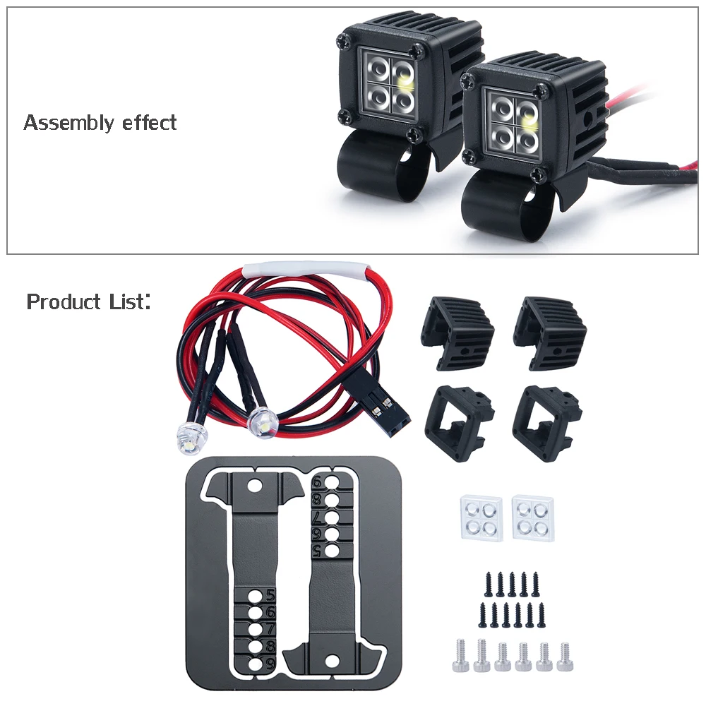 YEAHRUN LED-Leuchten Scheinwerfer Scheinwerfer für TRX-4 TRX6 Axial SCX10 Wraith SCX24 1/10 1/24 RC Auto LKW Dekoration Teile
