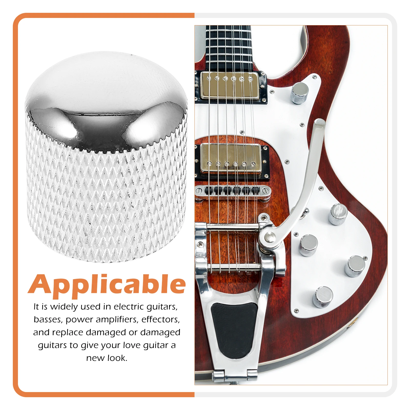 

1Set Guitar Volume Knobs Durable Metal Potentiometer Caps Replacement for Electric Guitar Bass Volume Control Knob Accessory