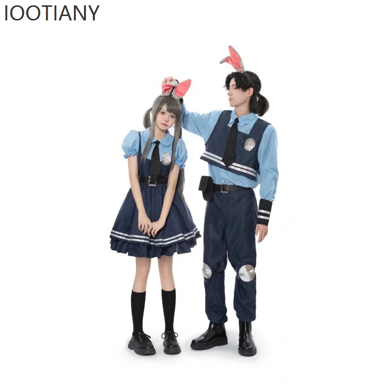 

Girls Crazy Animal Halloween Carnival Party Role Playing Costume Children's Rabbit Police Zoo Masquerade Performance Costume Set