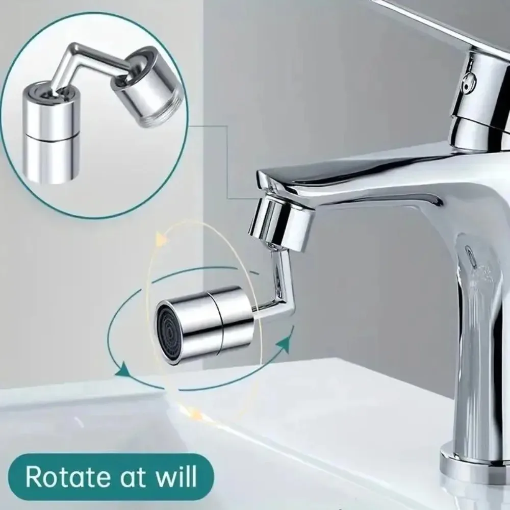 Universal 720 Degree Rotating Faucet Extender Adapter Splash Proof Kitchen Bathroom Single Mode Bubbler Nozzle for Water Saving