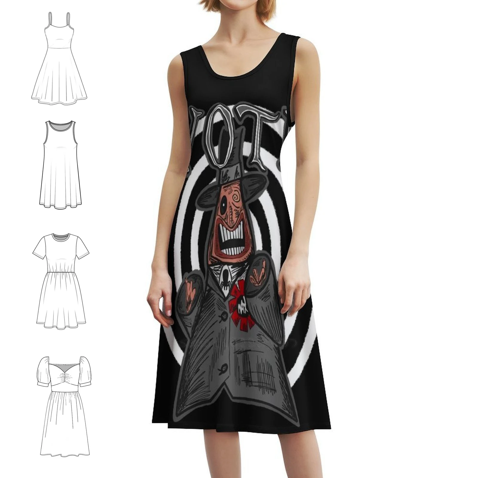 

Мини-платье в консервативном стиле на Хэллоуин для женщин, свободное повседневное дневное платье трапециевидной формы, Хэллоуин, Mayor Vote, с Рождеством