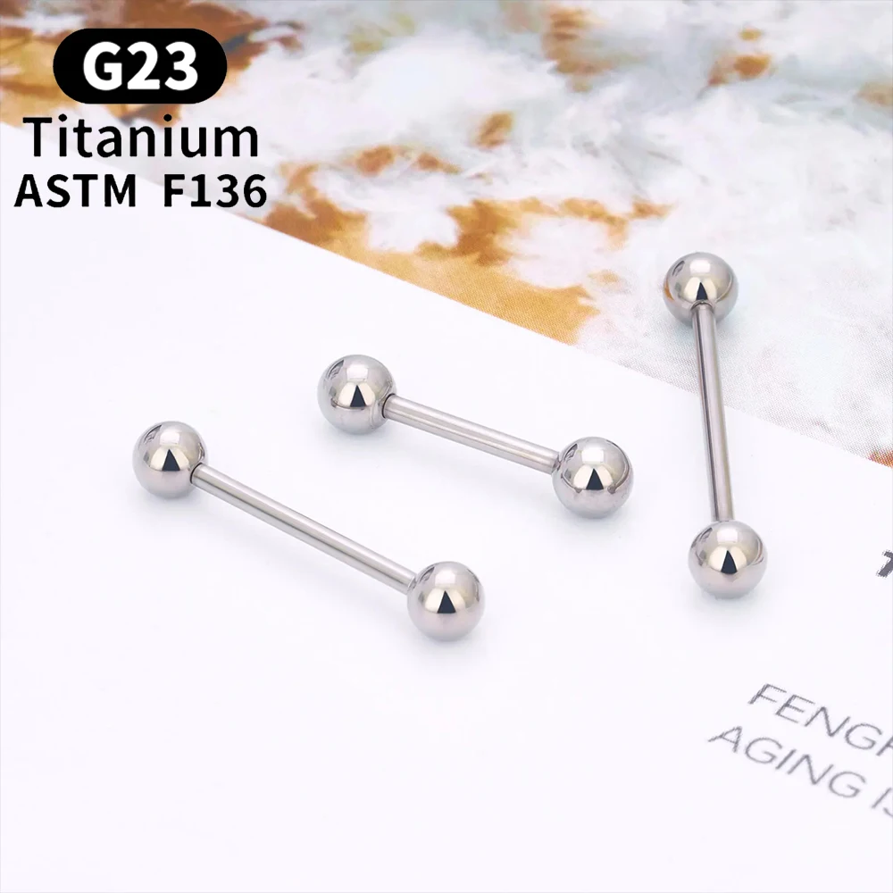 5/10PCS G23 Titanium External Internal Thread Piercing Body Jewelry Long Industrial Barbell Tongue Ring Nipple Bar 14G 16G