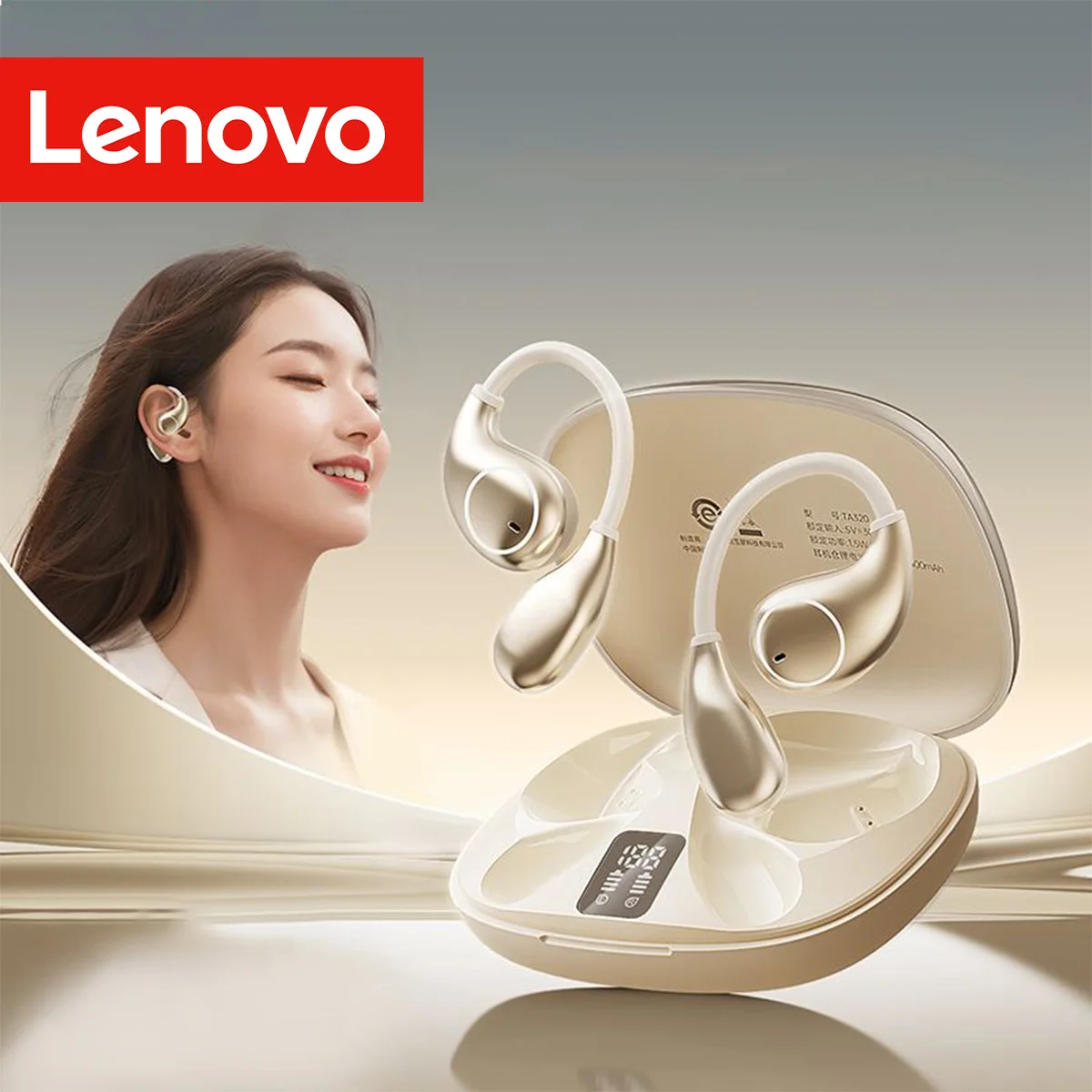 

Беспроводные наушники-вкладыши Lenovo TWS с креплением на ухо, длительным временем работы, Hi-Fi стереозвуком, защитой от падений, встроенным микрофоном, идеальным басом и надежной фиксацией для бега
