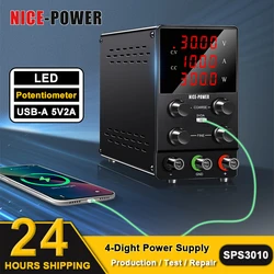 Nice-power 30V 10A DC Power Supply LED USB 5V 2A Adjustable Power Source 300W 24V 12V Lab Voltage Stabilizer for Phone Repair