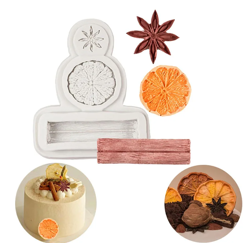 Spices Silicone Mold Lemon Slice Cinnamon Star Anise Fondant Mould For Cake Decoration Chocolate Cupcake Topper Candy Kitchen