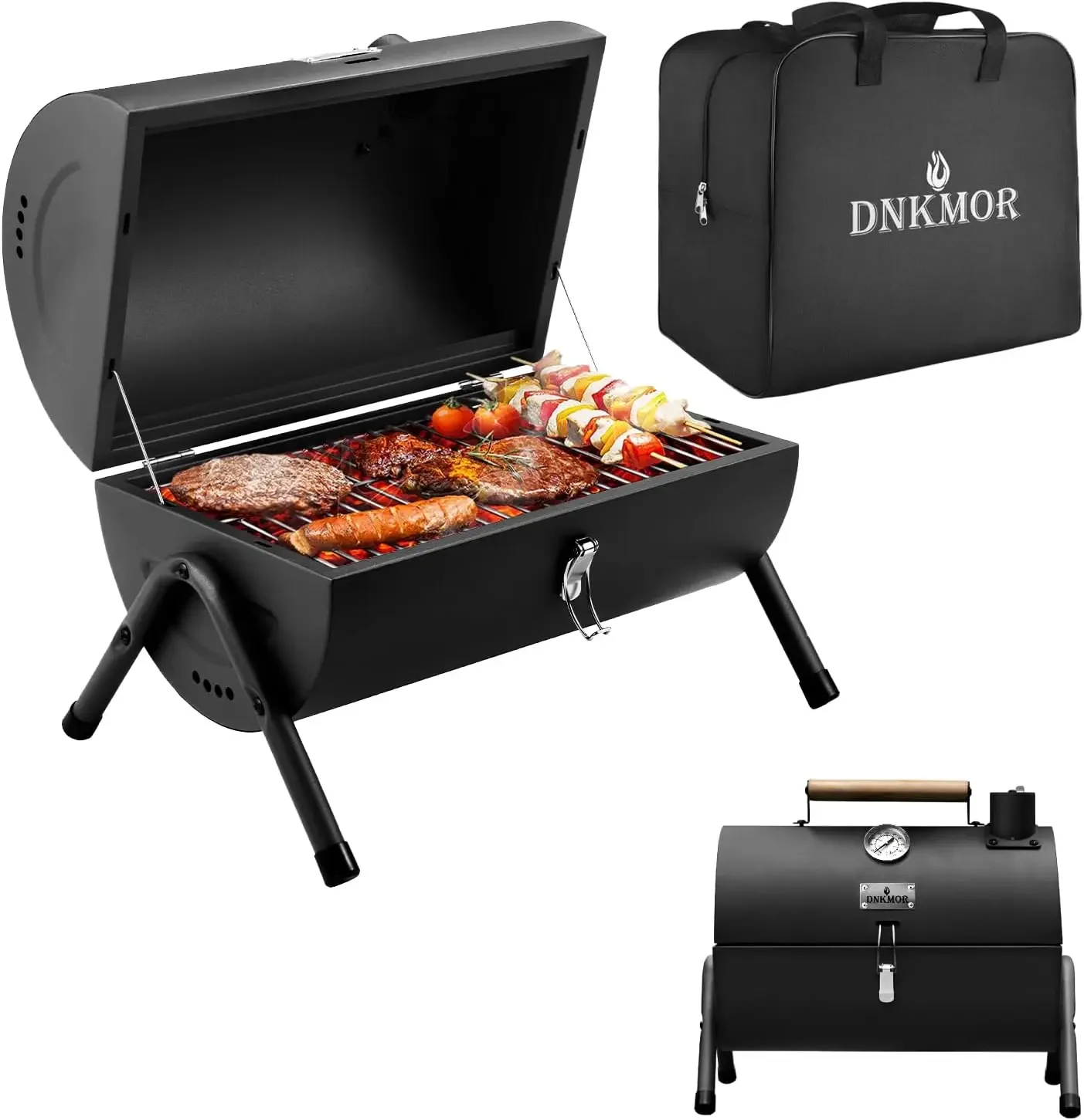 

Portable Charcoal Grill, Tabletop Outdoor Barbecue Smoker, Small BBQ Grill for Outdoor Cooking Backyard Camping Picnics Beach