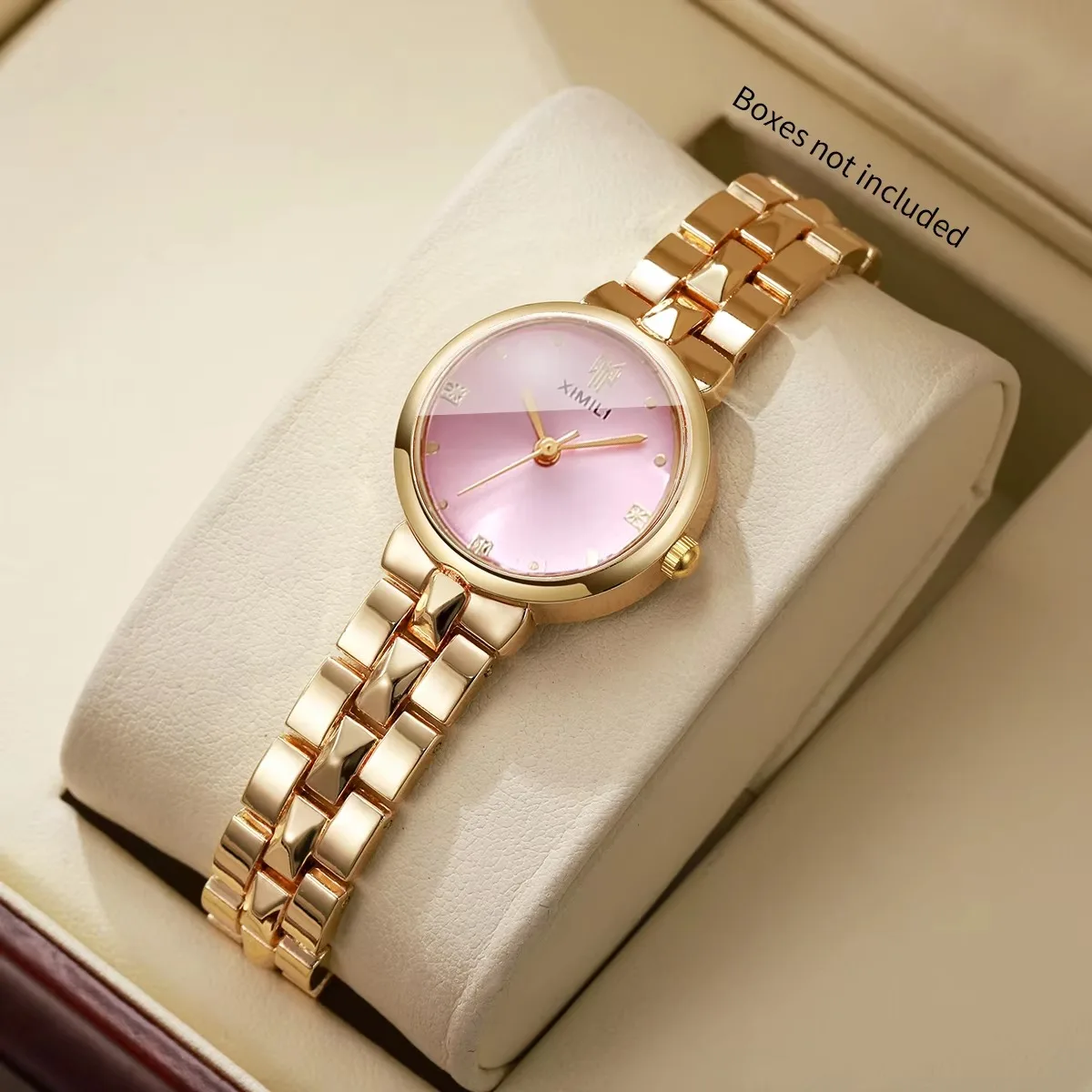 Luxury Women Golden Quartz Watch Stainless Steel Bracelet Strap Ladies Dress Wristwatches Clock Relogio Feminino（Without Box）