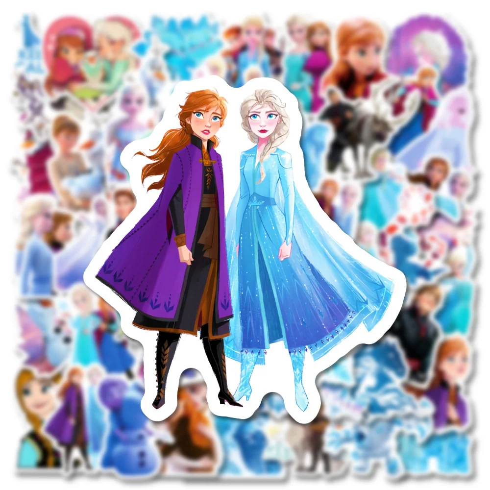 Disney-pegatinas de dibujos animados de Frozen, calcomanías impermeables de 10/30/50 piezas, grafiti de Anime, equipaje, guitarra, papelería,