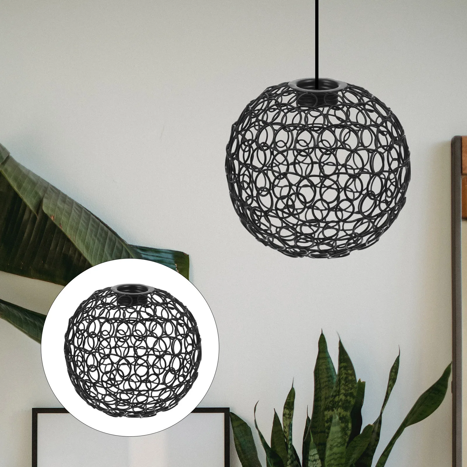 

Modern Wire Ball Lampshade Iron Pendant Lamp Nordic Style Decorative Ceiling Light Cover for Living Room Bedroom Bar Hotel