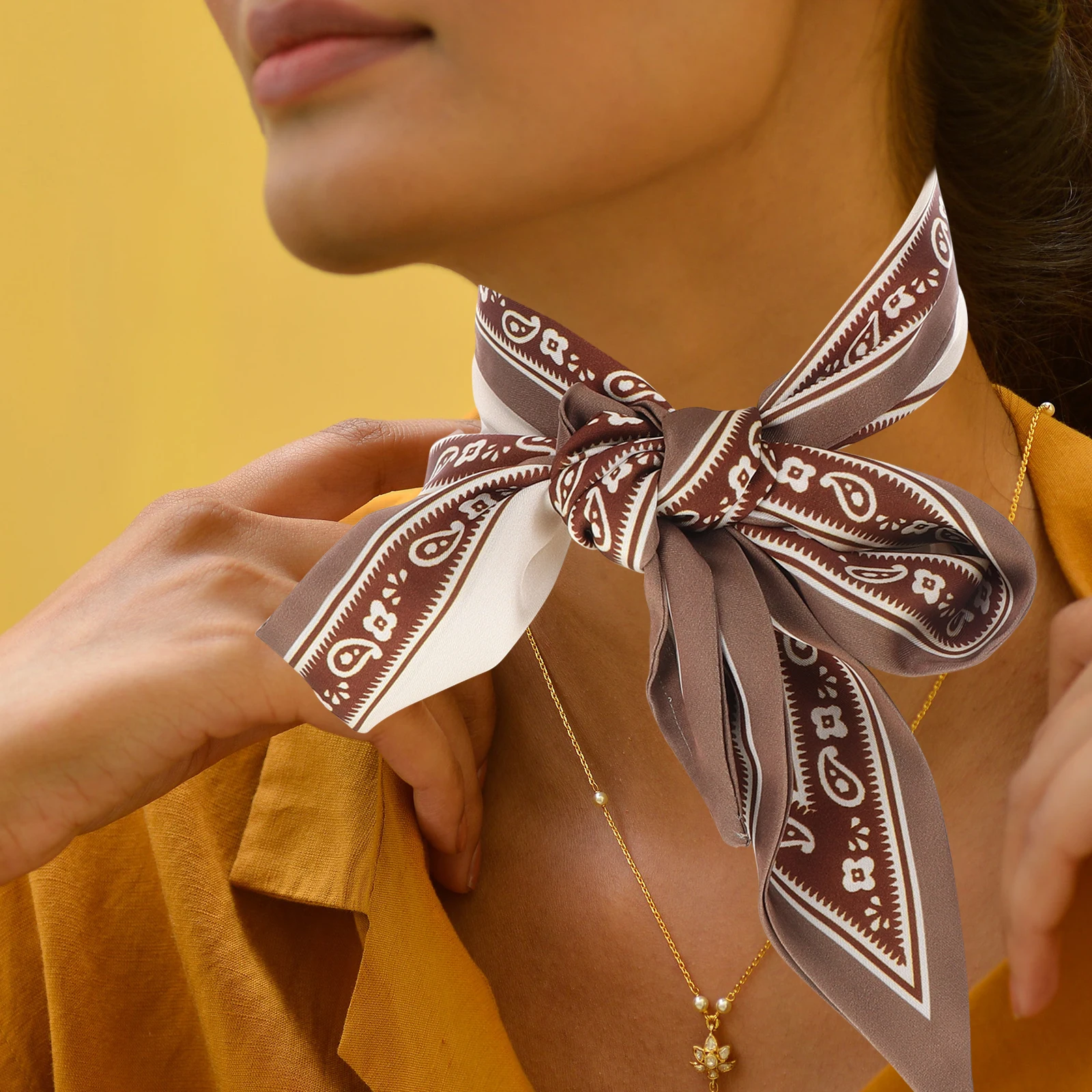 

Dual-Faced Silk Scarf Women'S Hair Ribbon Neck Scarf Headband Face Mask Wrap For Handbags Belt Korean Style Pcs